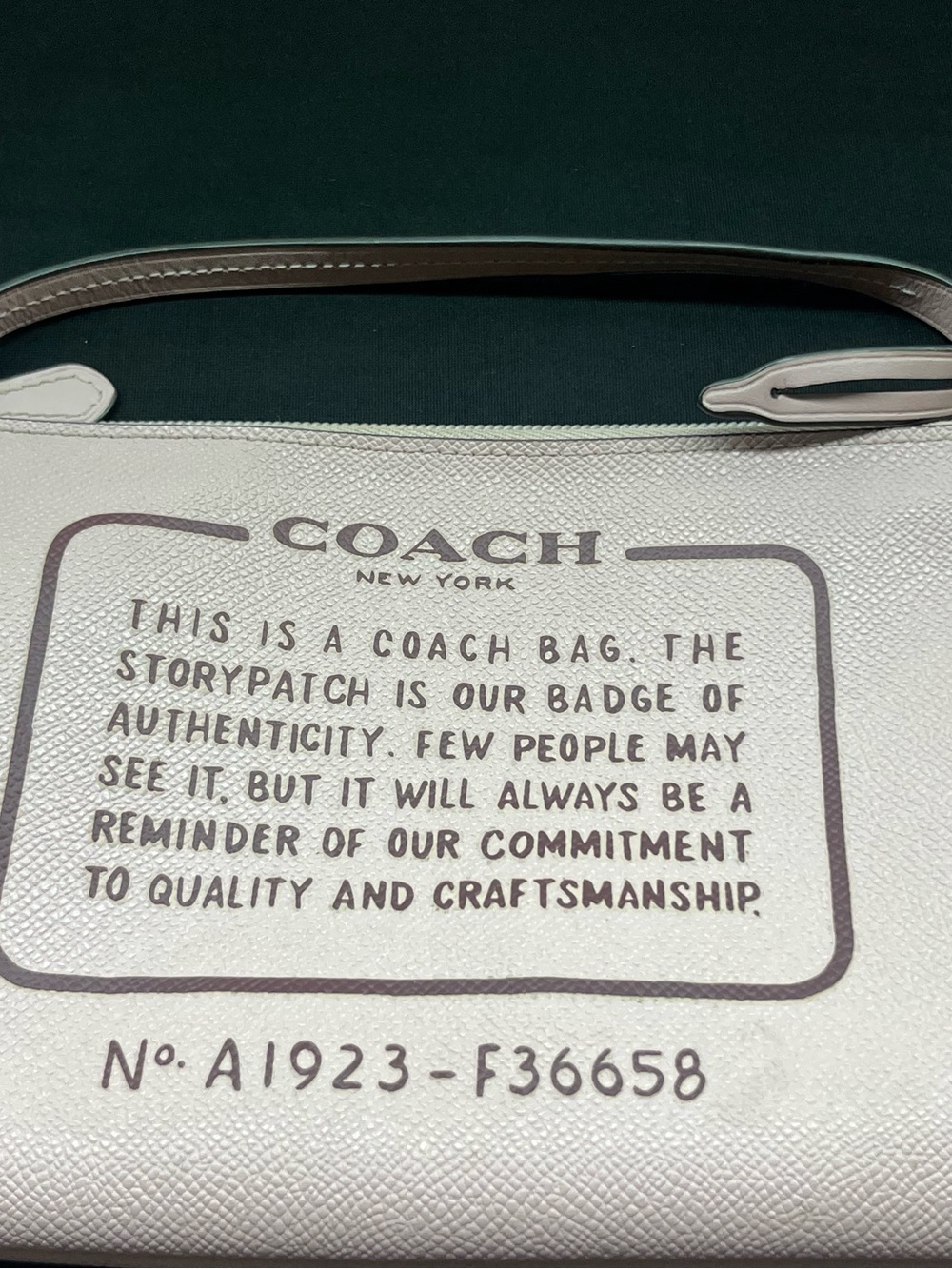 Coach StoryPatch Ivory Pebbled Wristlet Clutch Zip Pouch Silver Hardware